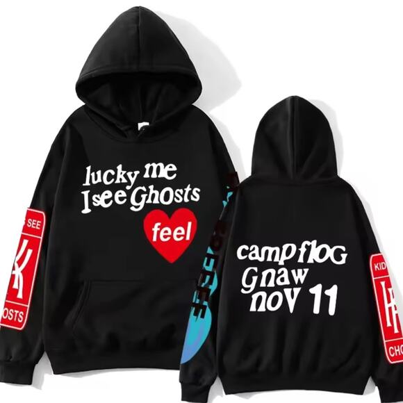 “Lucky Me I See Ghosts"Camp Flog Gnaw Hoodie (XL) Black for Men & Women - Picture 1 of 3